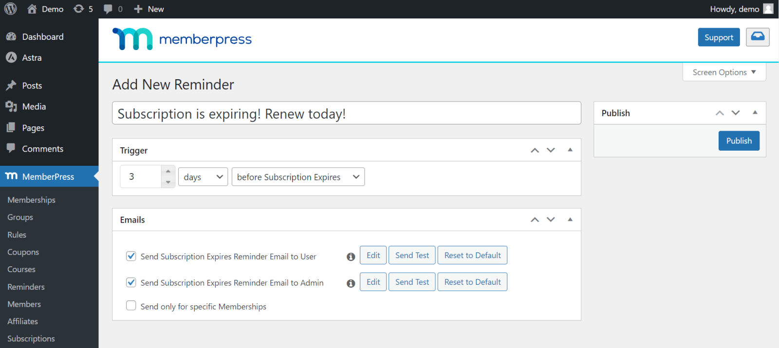MemberPress Reminder