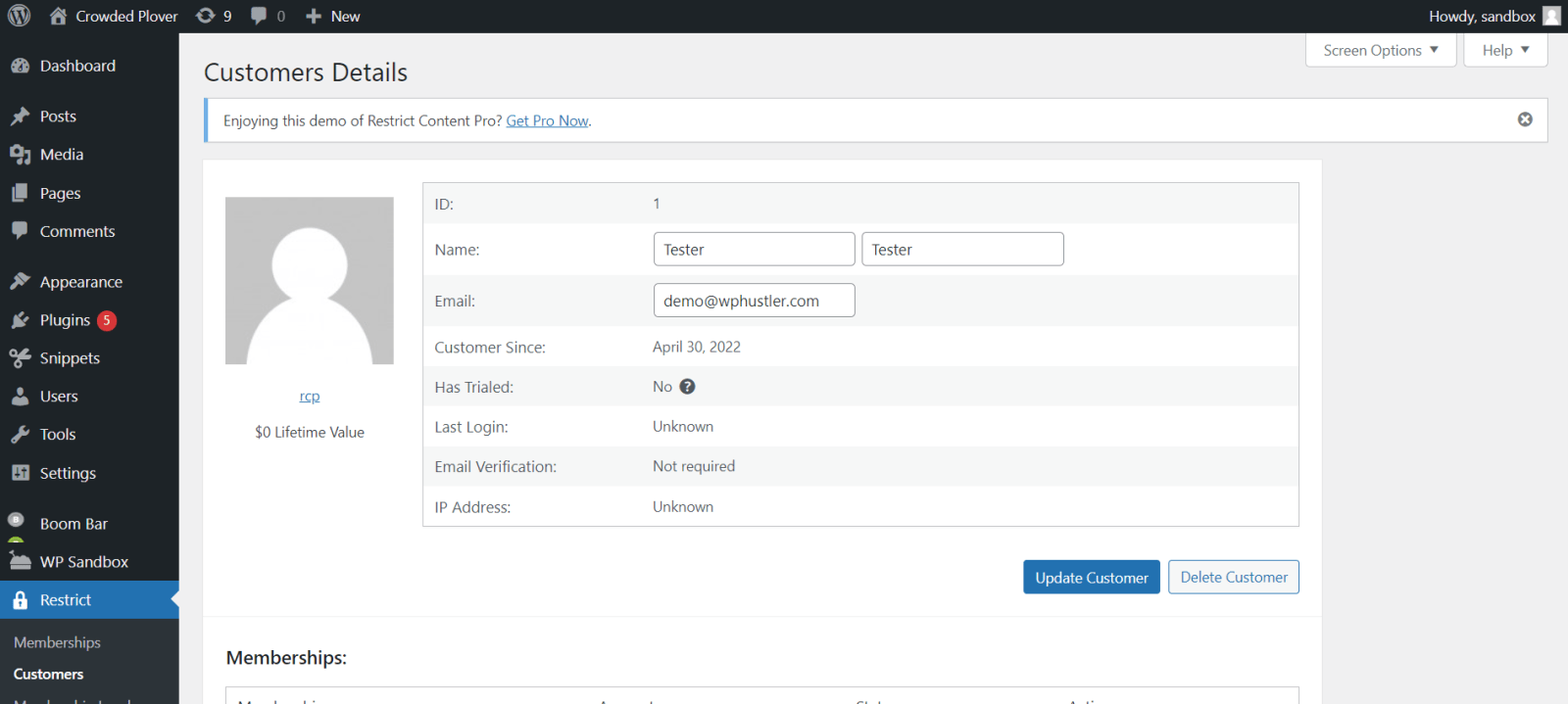Restrict Content Pro Customers