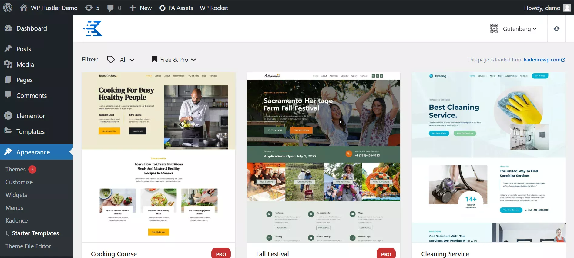 Kadence WP Import Starter Templates