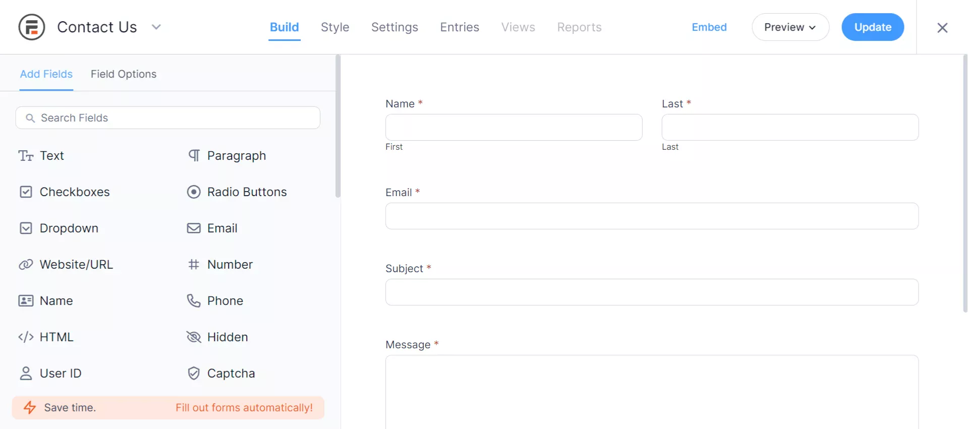 Formidable Forms - Build form