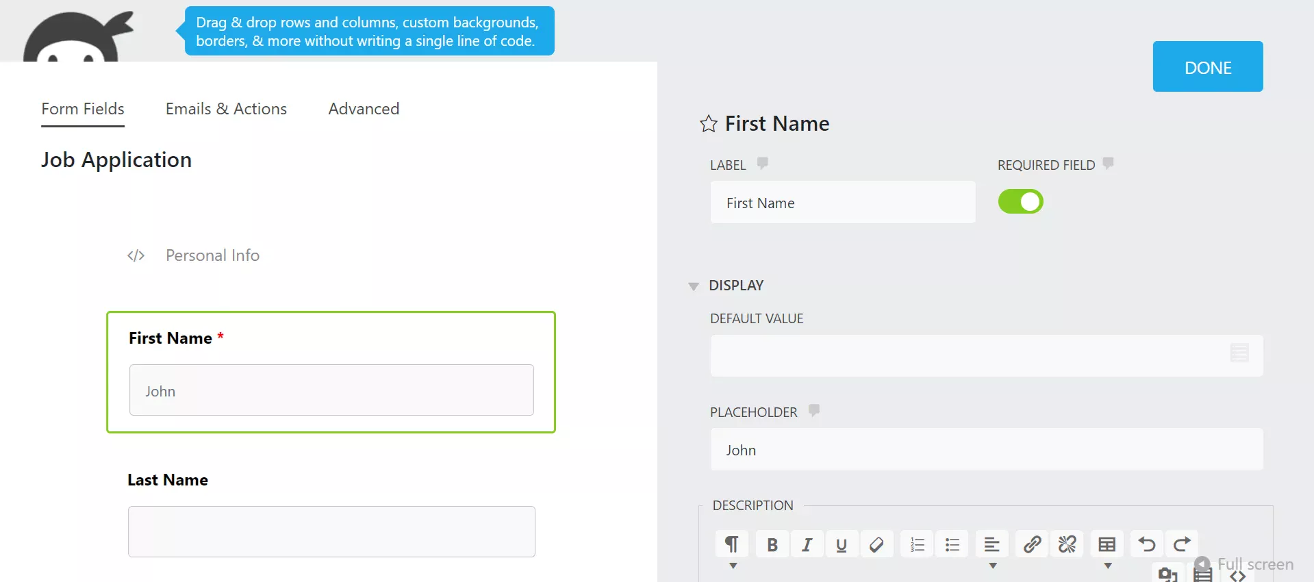 Ninja Forms - Edit form field