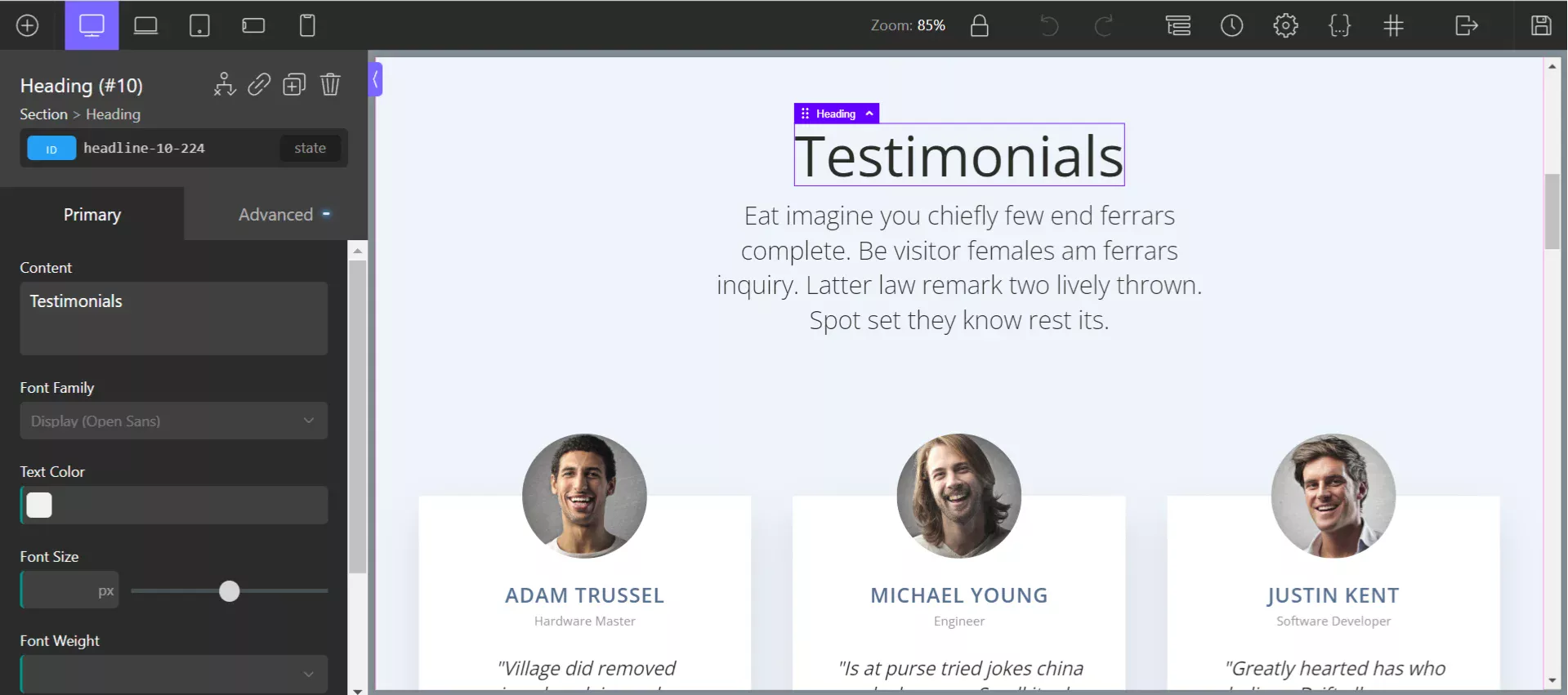 Oxygen Visual Editor - Editor